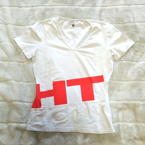 ACHT EXTE Grey logo t-shirt Size M Short Sleeves - Picture 1 of 5